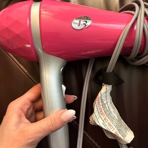 T3 Vibrant Pink and Sleek Silver Hair Dryer